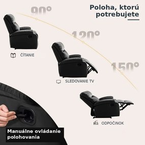 Vintino Polohovateľné  kreslo MARSEILLE-čierna ekokoža