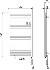 Mexen Aran, elektrické vykurovacie teleso 960x500 mm, 500 W, čierna, W306-0960-540-00-70