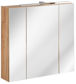 Kúpeľňová závesná skrinka KAPA 80 cm dub zlatý - so zrkadlom