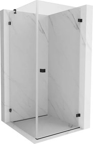 Mexen Lunar-B pravostranný výklopný sprchový kút 90 x 90 cm, číre sklo, čierna matná, 832-090-090-70-00-P