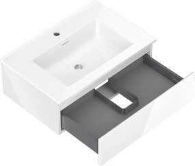 Mexen Orio, kúpeľňová skrinka 70 cm s umývadlom Otis, 1 zásuvka, biela lesklá, 91A10-07023-1-BF00-W18M00
