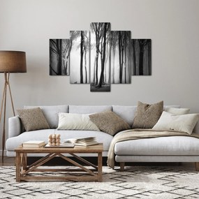 Obraz - Vlk v temnom lese (150x105 cm)