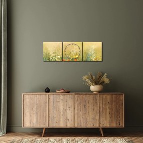 Obraz - Maľovaná lúka (s hodinami) (90x30 cm)
