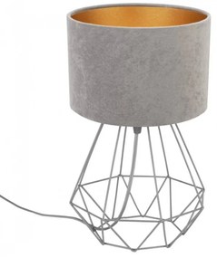 Moderná stolová lampa z velúru na drôtenom podstavci