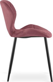 Jedálenská stolička MANGO VELVET s čiernymi nohami, tmavoružová