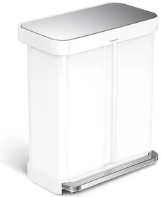 Simplehuman pedálový odpadkový kôš na triedený odpad DUAL 58 L (34/24) biela oceľ CW2118