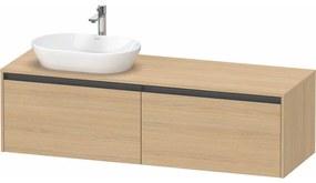 DURAVIT Ketho 2 závesná skrinka pod umývadlo na dosku (umývadlo vľavo), 2 zásuvky, 1600 x 550 x 459 mm, dub prírodný, K24889L30300000