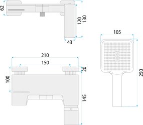 Rea Joe, vaňová batéria s ručnou sprchovou súpravou, zlatá matná, REA-B8992