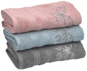 Soft Cotton Osuška a uteráky BUTTERFLY v darčekovom balení Sivá Sada (uterák 30x50cm, 50x100cm, osuška 70x140cm)