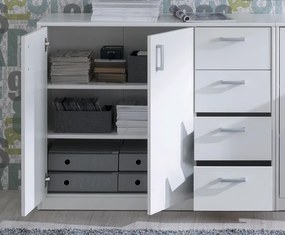 Široká zásuvková komoda Mega 39, biela