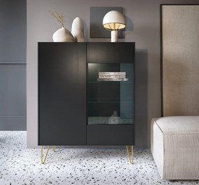 Vitrína Harmony, čierna/čierny mramor