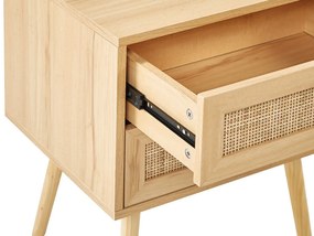 Ratanový nočný stolík s dvoma zásuvkami zo svetlého dreva PEROTE Beliani