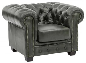 furniture-nabytek.cz - Masívne kreslo Chesterfield z pravej kože, zelené – 100×90×72 cm