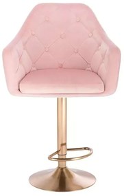 LuxuryForm DESIGN Barová stolička ANDORA VELUR na zlatom tanieri - svetlo ružová