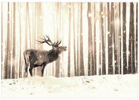 Artgeist Fototapeta - Deer in the Snow (Sepia) Veľkosť: 100x70, Verzia: Premium