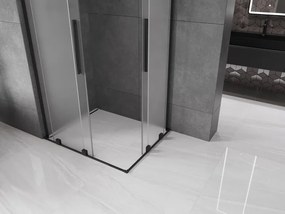 Mexen Velar L Duo, sprchový kút s posuvnými dverami 90 x 80 cm, 8mm sklo námraza, čierna matná, 871-090-080-02-33-70