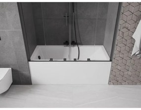 Mexen Velar Duo, 2-krídlová posuvná vaňová zástena 150 x 150 cm, 8mm číre sklo, grafitový matný profil, 896-150-000-02-66