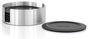 Čierne/v striebornej farbe silikónové tácky v súprave 6 ks so stojanom Lareto – Blomus