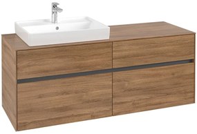 VILLEROY &amp; BOCH Collaro závesná skrinka pod umývadlo na dosku (umývadlo vľavo), 4 zásuvky, 1400 x 500 x 548 mm, Oak Kansas, C08500RH