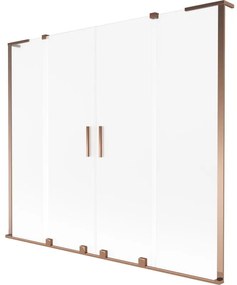 Mexen Velar L Duo, 2-krídlová posuvná vaňová zástena 180 x 150 cm, 8mm sklo námraza, ružové zlato, 896-180-003-32-60