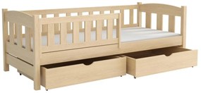 Detská posteľ z masívu borovice BEN so šuplíkmi - 200x90 cm - PRÍRODNÁ BOROVICA