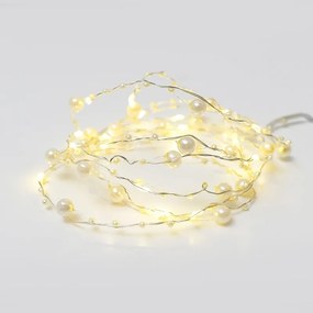 ACA Lighting LED dekoračná girlanda - perly 20 LED, teplá biela farba, 2x batéria AA, 200 cm, IP20