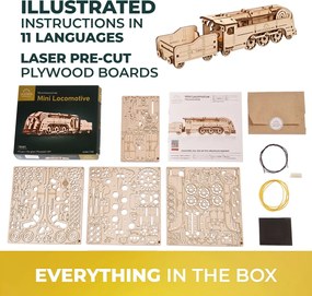 Ugears 3D mechanické puzzle Mini lokomotíva 172 ks