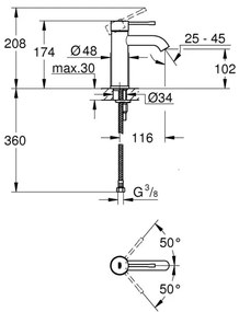 GROHE 23590A01 - Umývadlová batéria ESSENCE DN 15 veľkosť S grafit