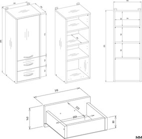 Horná závesná kúpeľňová skrinka Nina II 35 cm biela