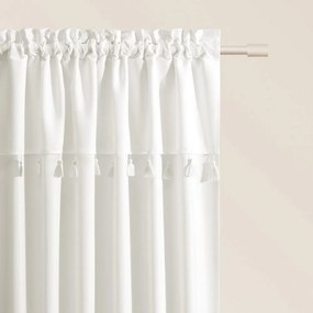 Biely záves Astoria so strapcami na riasiacej páske 140 x 280 cm