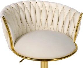 Barová stolička MIG zamatová, zlatá / béžová