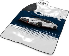 Sablio Plážová deka Nissan GTR 35 Modrý: 200x140 cm