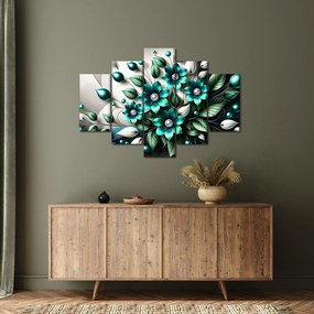 Obraz - 3D tyrkysové kvety (150x105 cm)