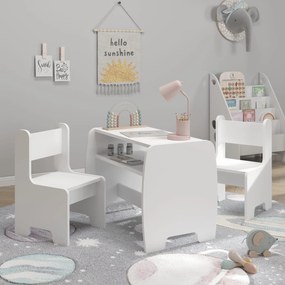 Wooden Toys Súprava stolíka a stoličiek – BIELA