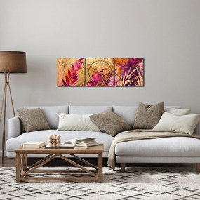 Obraz - Abstraktná maľba kvetov II. (s hodinami) (90x30 cm)