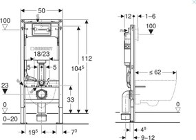 Závesný set GEBERIT Duofix Basic+ závesné WC Lily+ Rimless Tornado 48 x 36 cm + WC sedadlo, biela, GEBERIT-LILY-TO2-WH