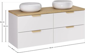 Comad Kúpeľňová skrinka s doskovými umývadlami set Aster White 120 biela/dub cremona