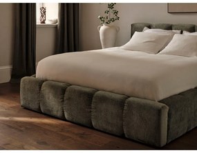 Zelená čalúnená dvojlôžková posteľ s úložným priestorom a roštom 160x200 cm Lupine – Micadoni Home