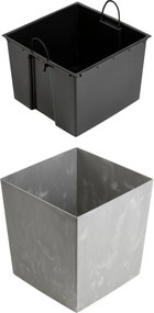 PLASTOVÝ KVETINÁČ FLORE 41X39,5X39,5 CM IMITÁCIA BETÓNU SIVÁ