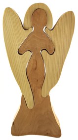 AMADEA Drevené puzzle anjel, masívne drevo dvoch druhov drevín, 25 cm