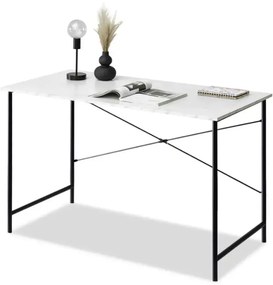 Písací stôl CODY biely mramor + čierna