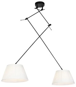 Závesná lampa s nariasenými odtieňmi krémová 35 cm - Blitz II čierna