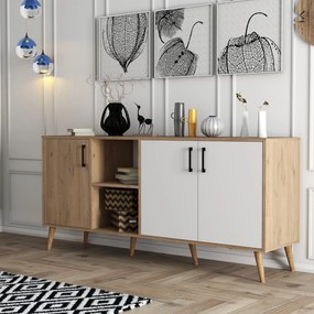 Skrinka Essex (Dub + Biela). Akcia -10%. Vlastná spoľahlivá doprava až k Vám domov. 1073268