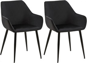 Set 2 jedálenských stoličiek Vessa zamat - čierna