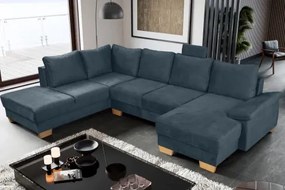 Sedacia súprava Chivas, tvar ľavéU, petrolejovo modrá látka%