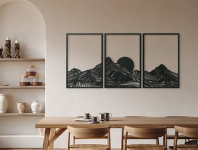 drevko Viacdielny obraz Minimalistické hory pri západe slnka Rozmer obrazu: 64,5 x 133 cm, Farba dekorácie: Čierna
