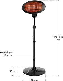 2000 W infračervený ohrievač s teleskopickým stojanom