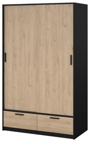 Šatníková skriňa v dekore duba s posuvnými dverami v čierno-prírodnej farbe 121x200 cm Line – Tvilum