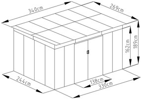 G21 Záhradný domček GRAH 915 - 340 x 269 cm, metalický šedý 63900994