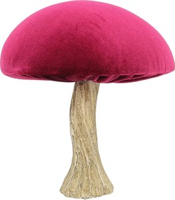 Dekorácia Velvet Mushroom 17 cm ruby